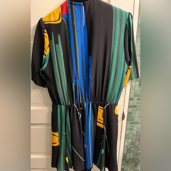 SOLD -Louis Vuitton 2019 Silk Knee length Dress Black Green Blue Red FR40 8 NWOT - Picture 8 of 13